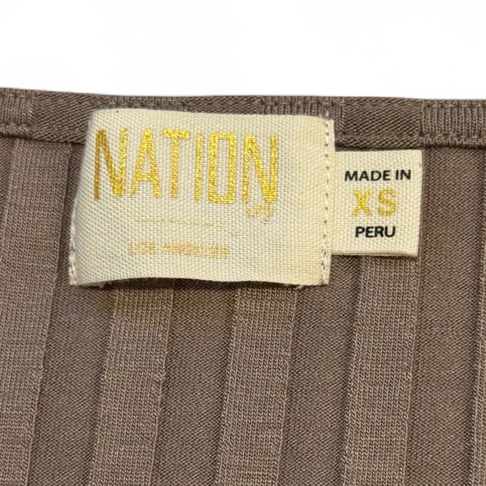 Nation LTD Revolve Akiko High Split Slit Tunic Brown Rib Fall 90s Retro XS - Picture 3 of 6